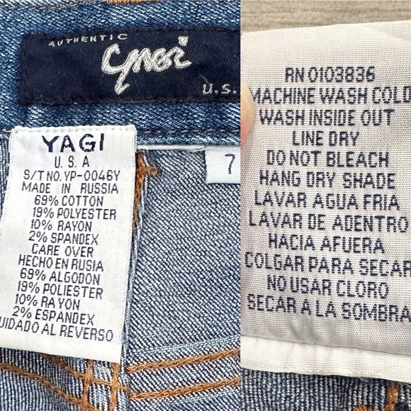 YAGI U.S.A. Vintage Mid-Rise Floral Embroidered Fringe Hem Flare Jeans Y2K Sz 7 - Picture 3 of 16